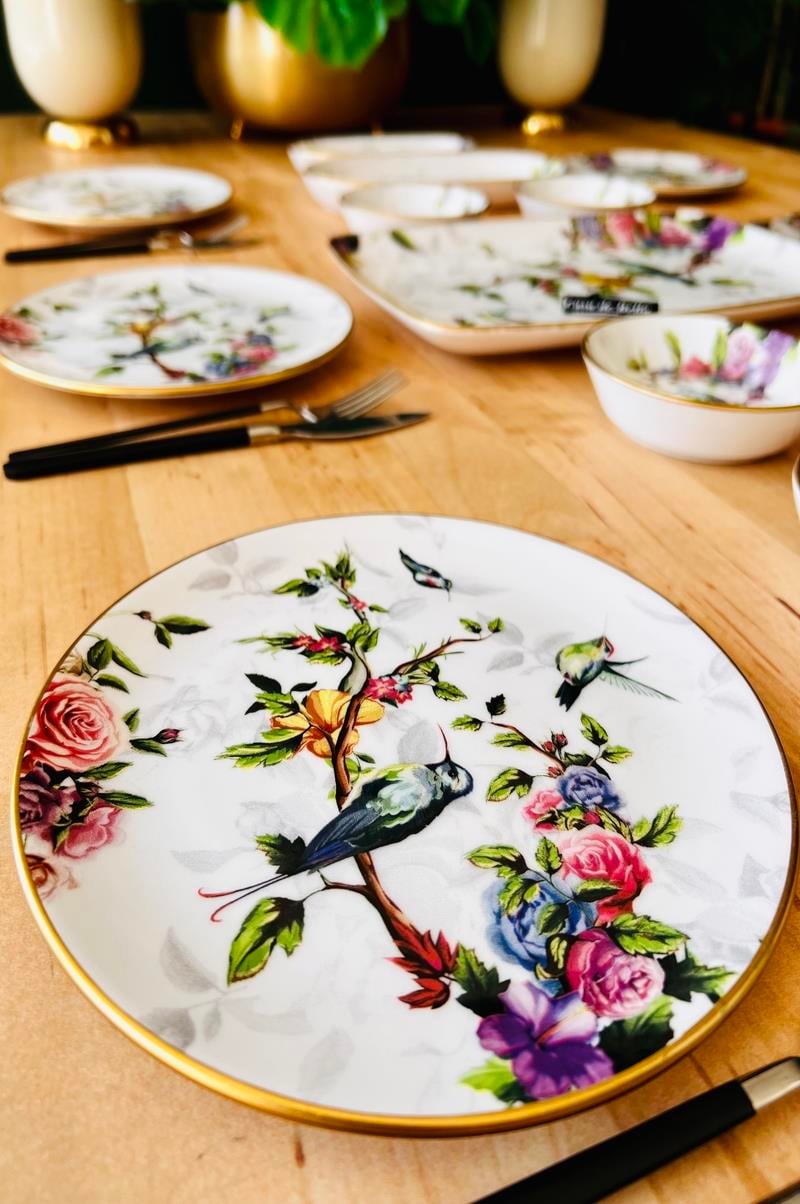 Kuş Motifli 15 Parça 6 Kişilik Lüks Kahvaltı Takımı