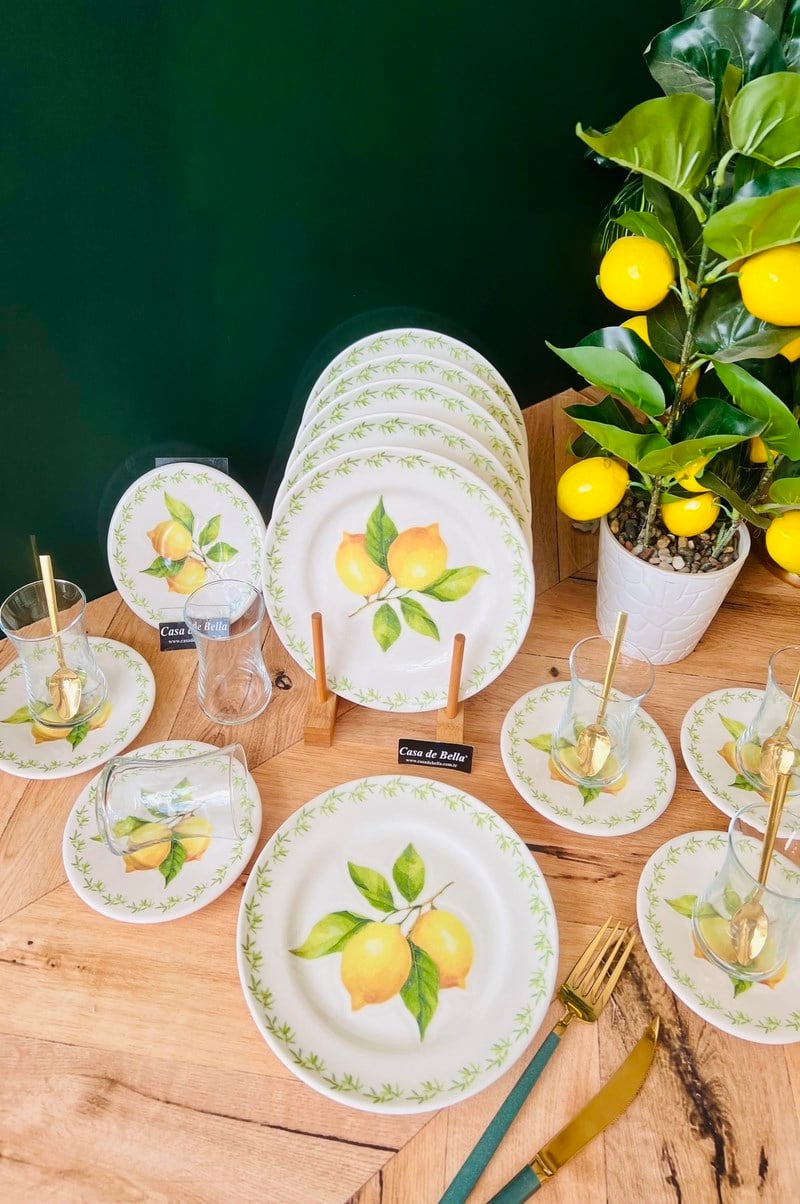 LEMON GOLD YALDIZLI 6 KİŞİLİK 24 PARÇA ÇAY PASTA SETİ