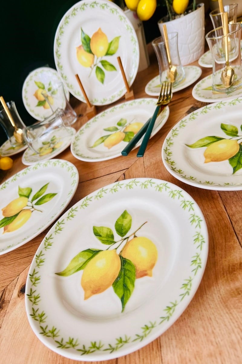 LEMON GOLD YALDIZLI 6 KİŞİLİK 24 PARÇA ÇAY PASTA SETİ