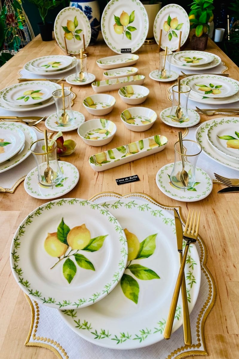 Limon Desenli 38 Parça 6 Kişilik Kahvaltı Takımı