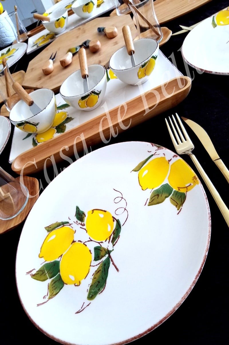 Limon Desenli 52 Parça Bambulu Kahvaltı Takımı