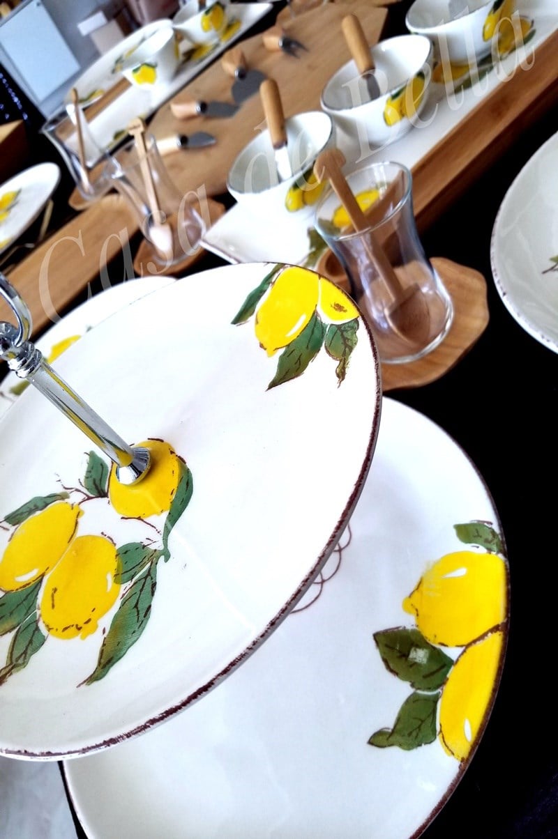 Limon Desenli 52 Parça Bambulu Kahvaltı Takımı