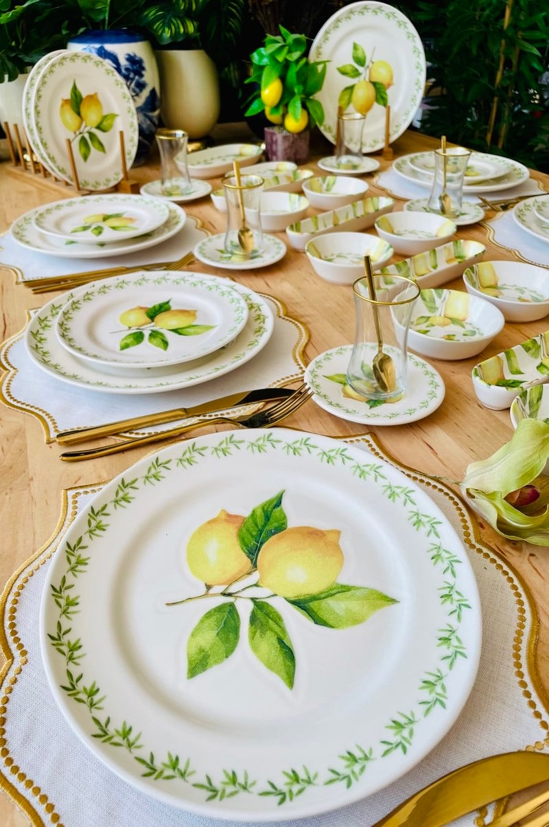 Limon Desenli 76 Parça 12 Kişilik Kahvaltı Takımı