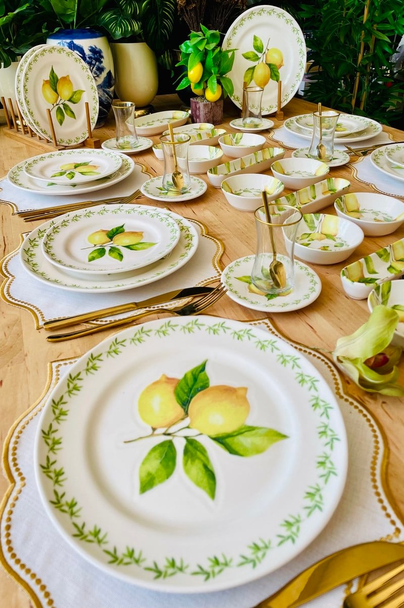 Limon Desenli 76 Parça 12 Kişilik Kahvaltı Takımı