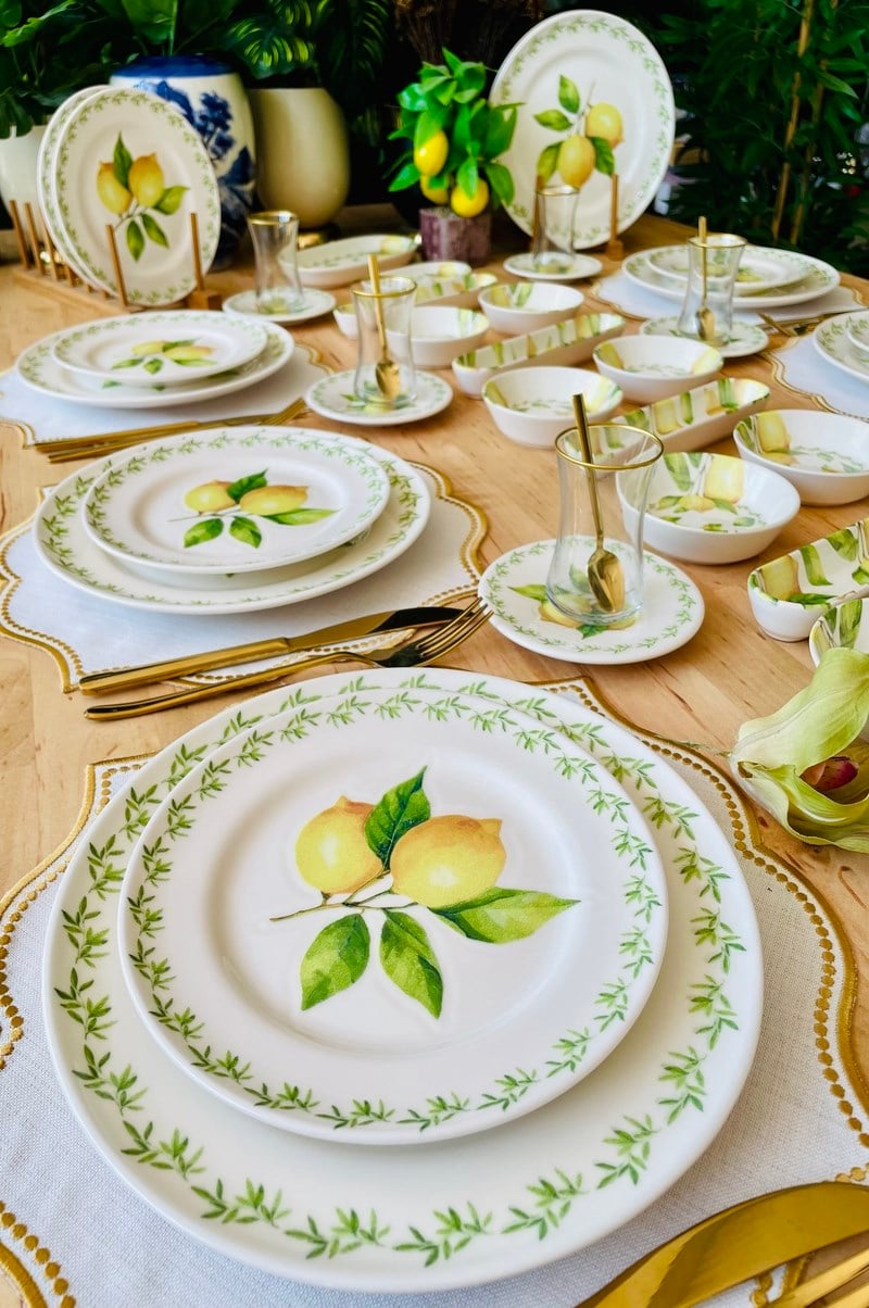 Limon Desenli 76 Parça 12 Kişilik Kahvaltı Takımı