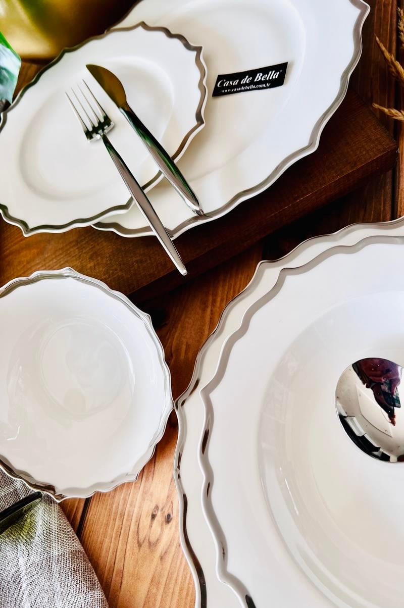 Lulka 24 Parça Bone Porselen Yemek Takımı (GÜMÜŞ)