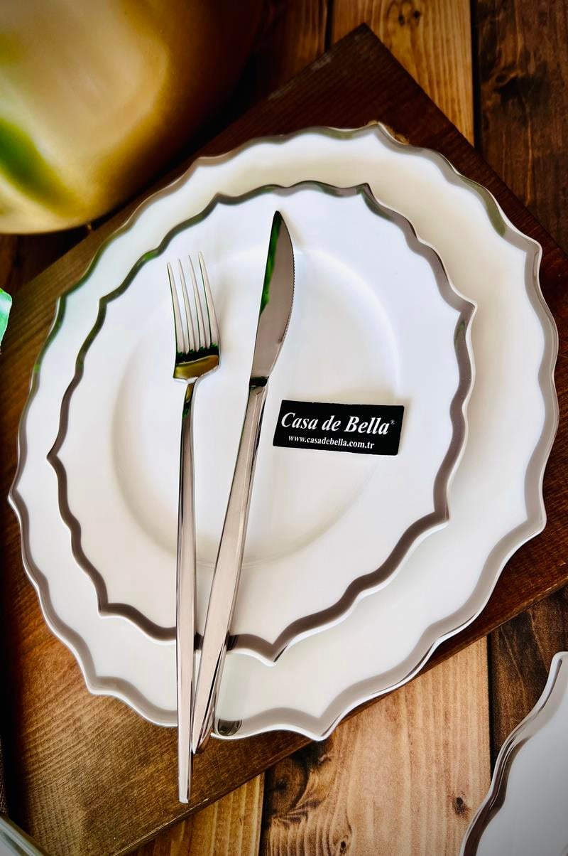 Lulka 24 Parça Bone Porselen Yemek Takımı (GÜMÜŞ)