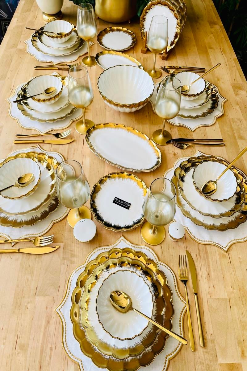 Mary Gold 58 Parça 12 Kişilik Porselen Yemek Takımı