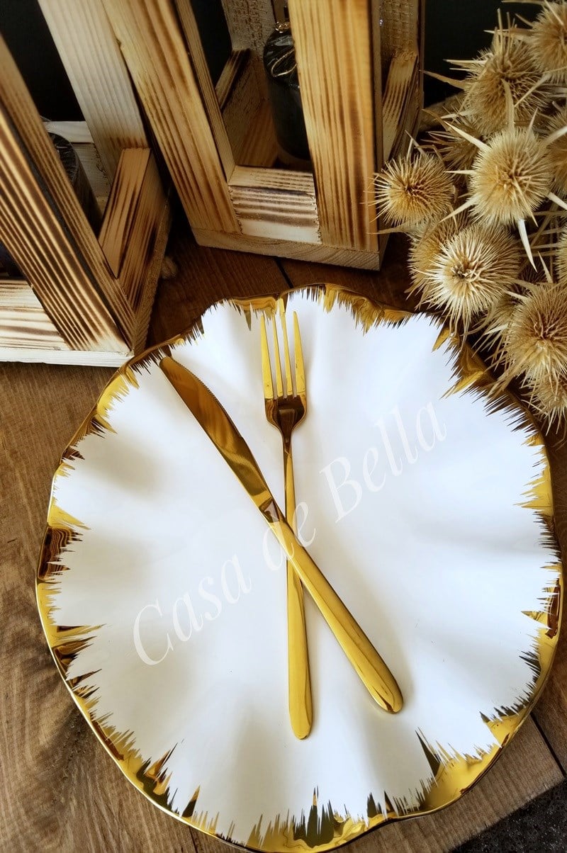 MİKASA MOOR BEYAZ GOLD SERVİS TABAĞI 26CM