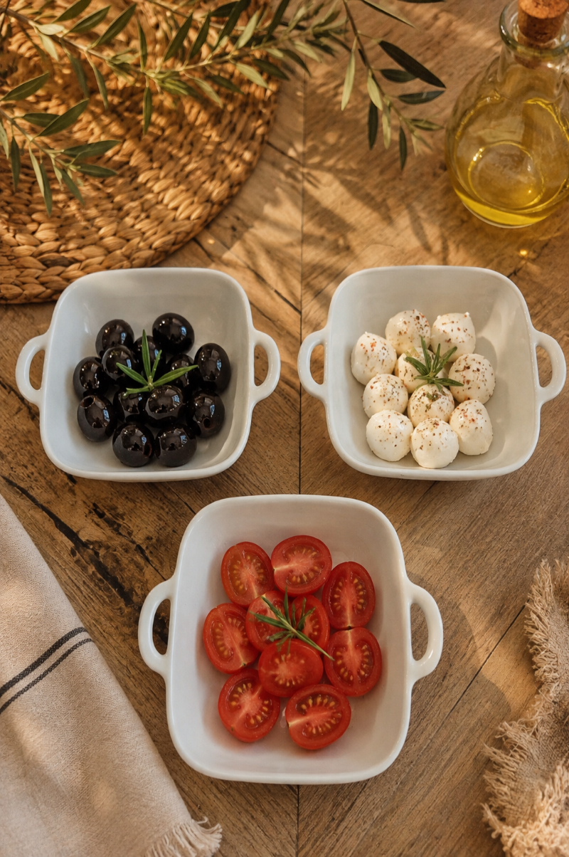 Porselen Kulplu Kahvaltı-Meze Sunum tabağı 