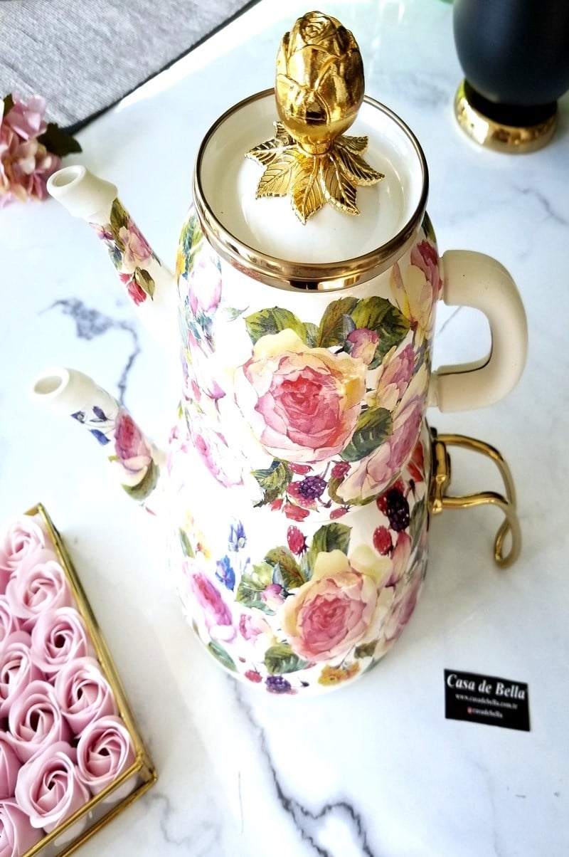Rose Emaye Çaydanlık