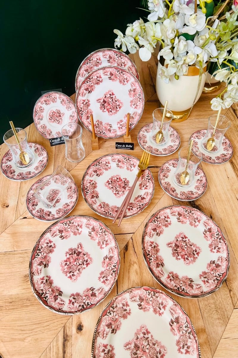 ROYAL KIRMIZI 6 KİŞİLİK 24 PARÇA ÇAY PASTA SETİ