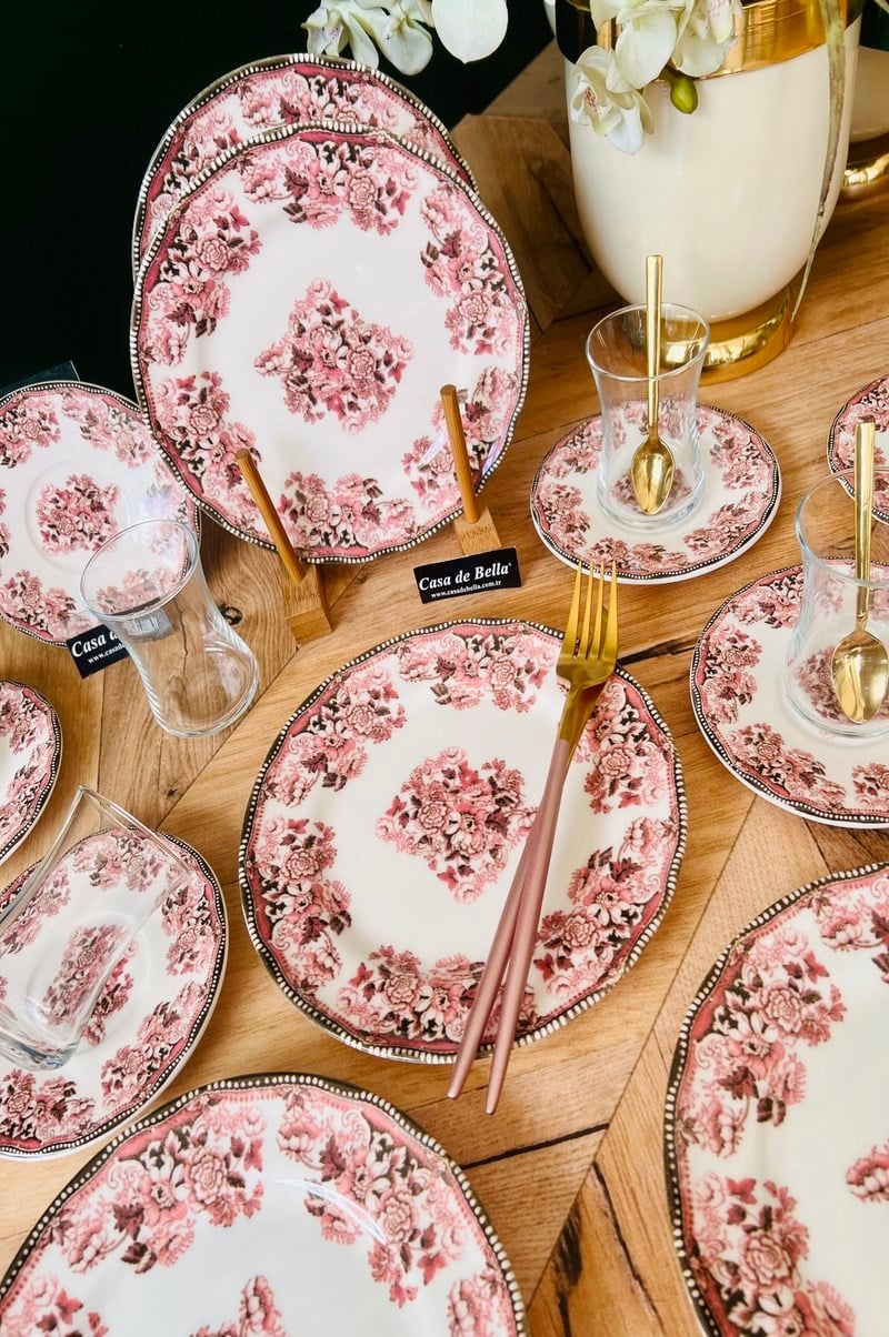 ROYAL KIRMIZI 6 KİŞİLİK 24 PARÇA ÇAY PASTA SETİ