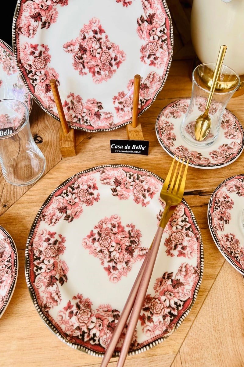 ROYAL KIRMIZI 6 KİŞİLİK 24 PARÇA ÇAY PASTA SETİ