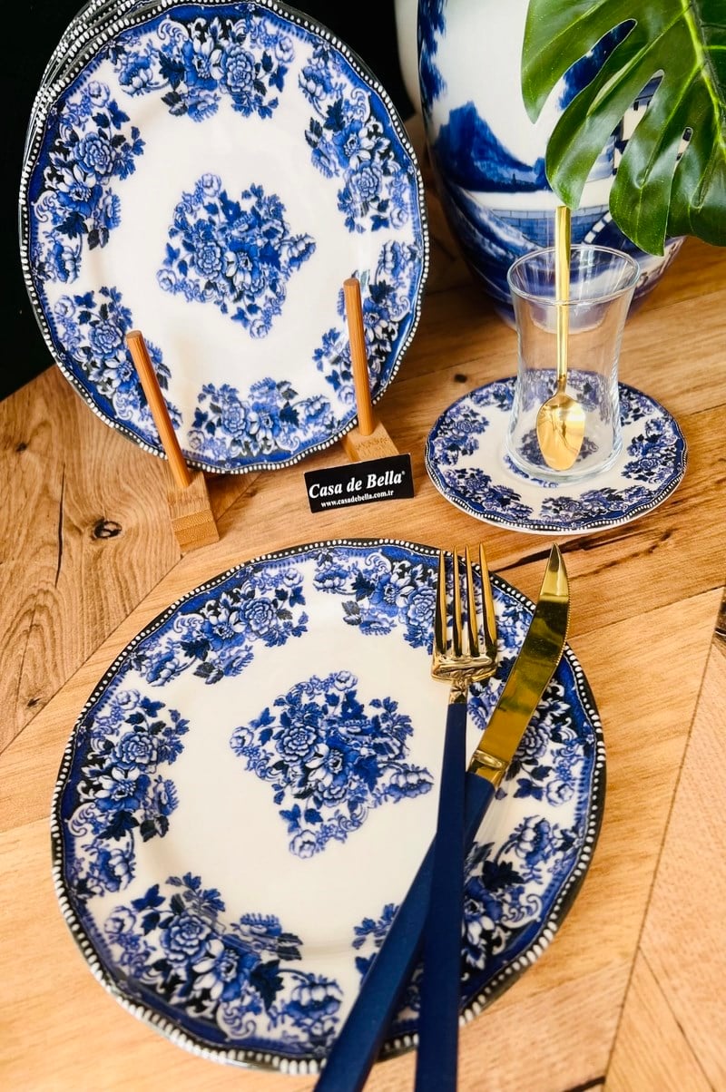 ROYAL MAVİ 6 KİŞİLİK 24 PARÇA ÇAY PASTA SETİ