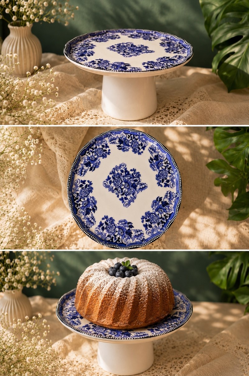 ROYAL MAVİ AYAKLI KEK STANDI 20CM