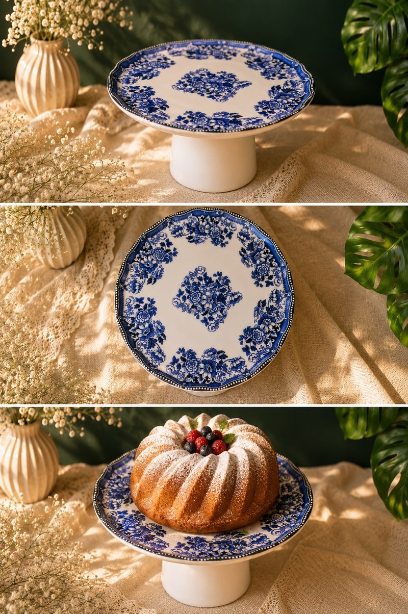 ROYAL MAVİ AYAKLI KEK STANDI 20CM