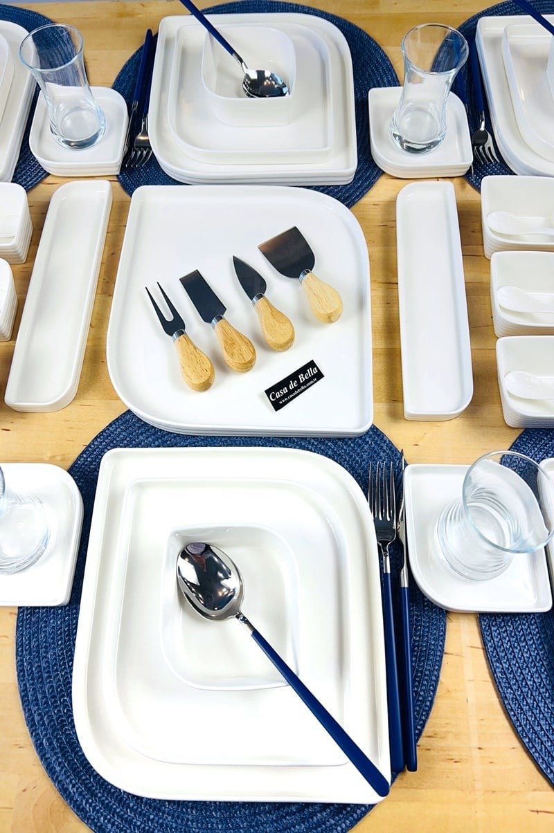 SADE BEYAZ 56 Parça 6 Kişilik Yemek ve Kahvaltı Takımı