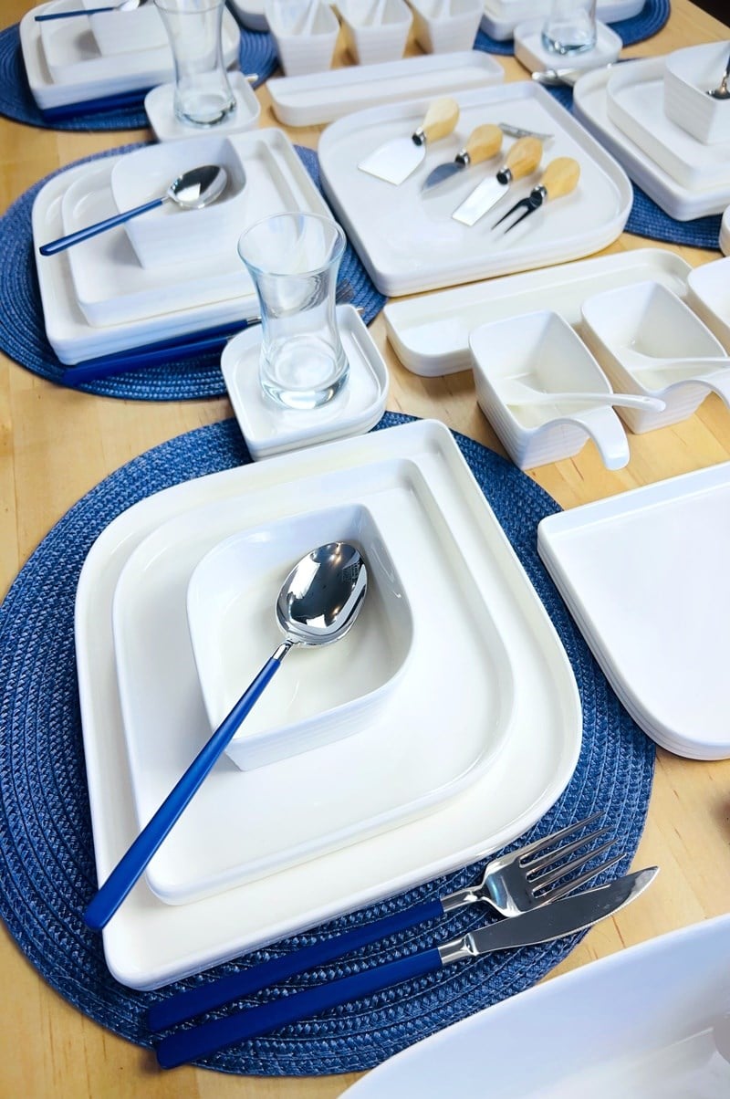 SADE BEYAZ 56 Parça 6 Kişilik Yemek ve Kahvaltı Takımı