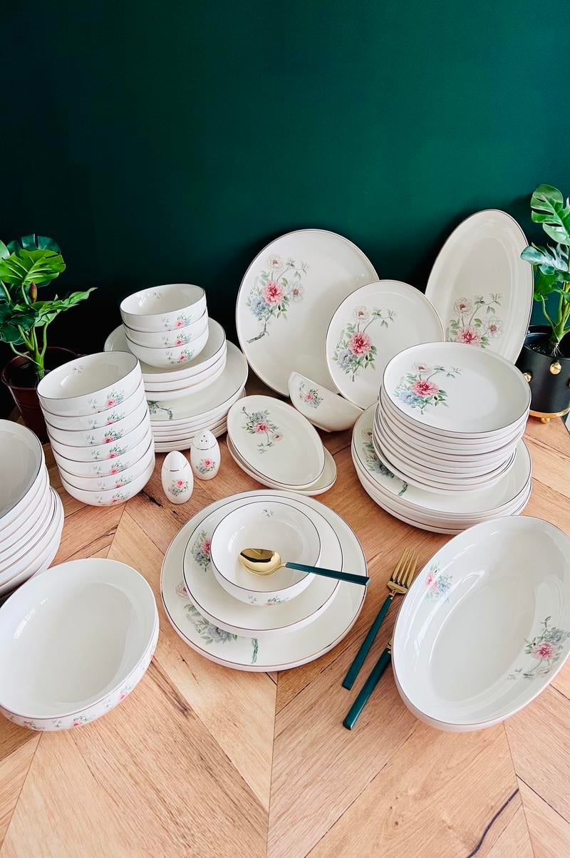 SELEVKOS 12 KİŞİLİK 55 PARÇA BONE YEMEK TAKIMI