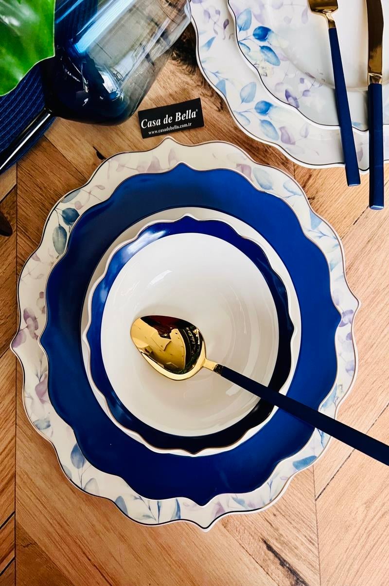 Soft Blue 24 Parça 6 Kişilik Porselen Yemek Takımı