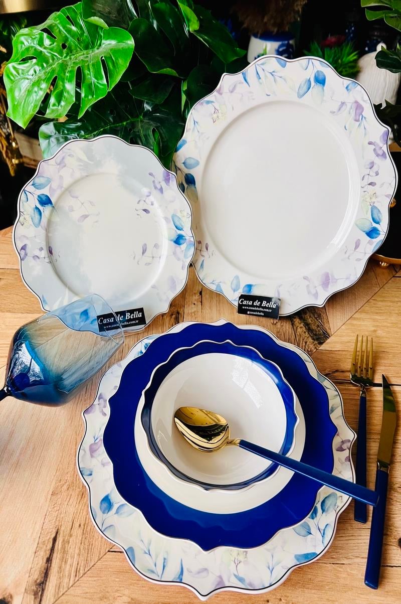 Soft Blue 24 Parça 6 Kişilik Porselen Yemek Takımı