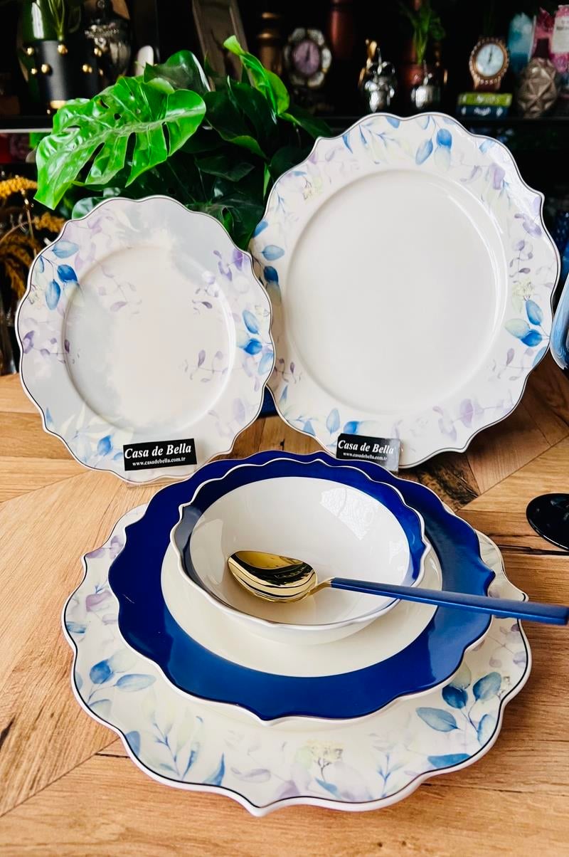 Soft Blue 24 Parça 6 Kişilik Porselen Yemek Takımı