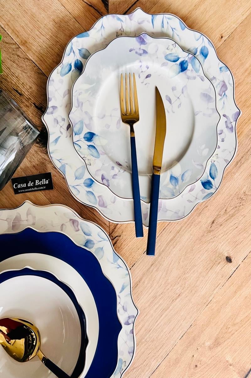 Soft Blue 24 Parça 6 Kişilik Porselen Yemek Takımı