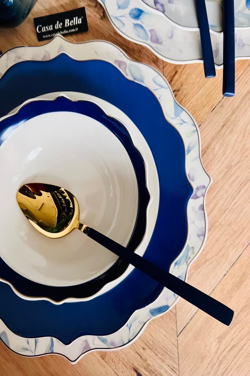Soft Blue 24 Parça 6 Kişilik Porselen Yemek Takımı