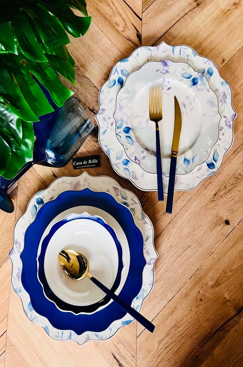 Soft Blue 24 Parça 6 Kişilik Porselen Yemek Takımı
