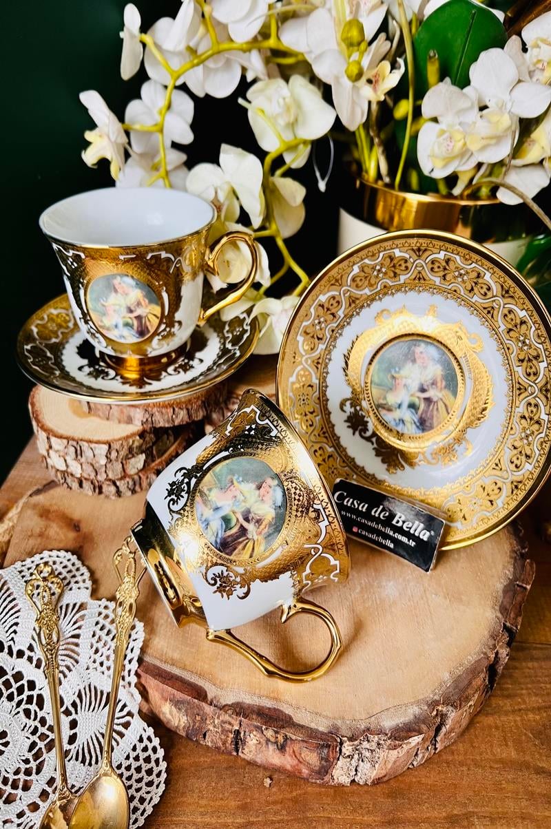 VİNTAGE 2 Kişilik Porselen Çay Fincanı