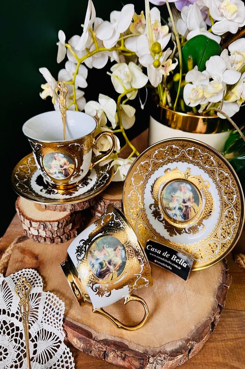 VİNTAGE 2 Kişilik Porselen Çay Fincanı