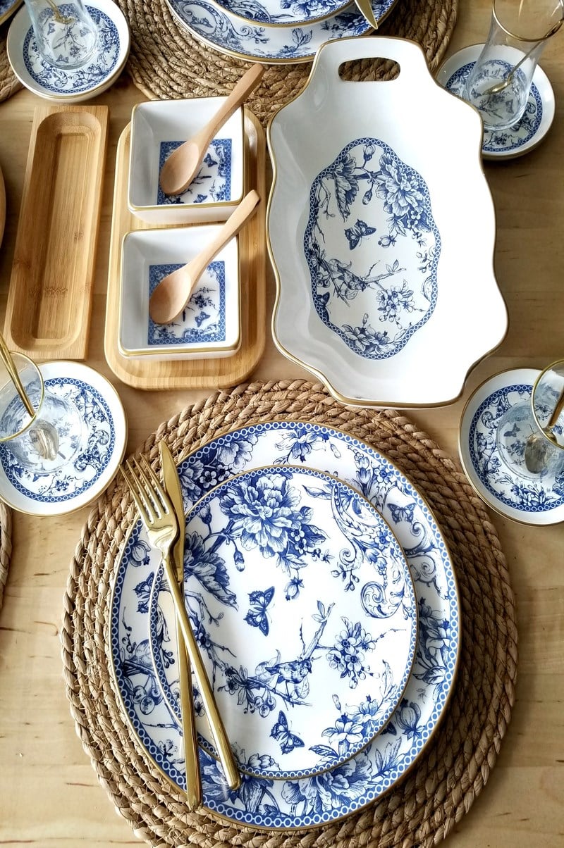 Vintage 44 Parça 6 Kişilik Bambulu Kahvaltı Takımı