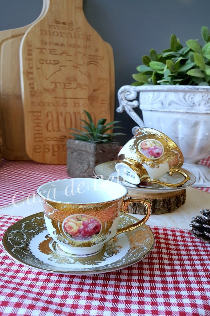 Vintage Porselen 2 Kişilik Kahve Fincanı