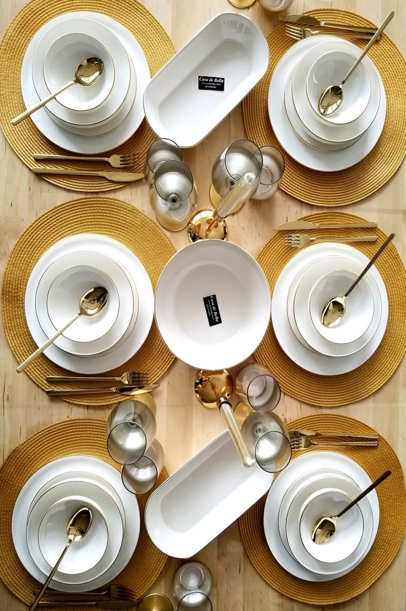White Modern 132 Parça 12 Kişilik Yemek Takımı ve Çatal Kaşık Bıçak Takım Seti