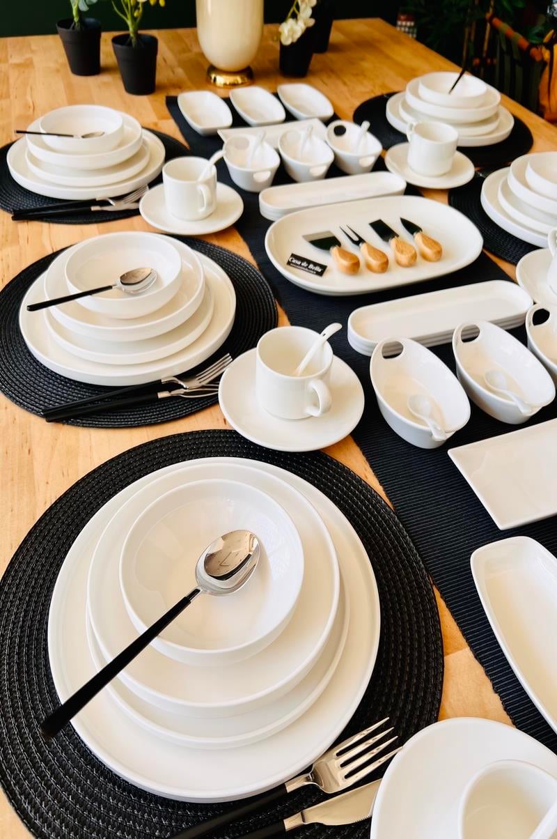 White Modern 87 Parça 12 Kişilik Porselen Yemek Ve Kahvaltı Takımı 