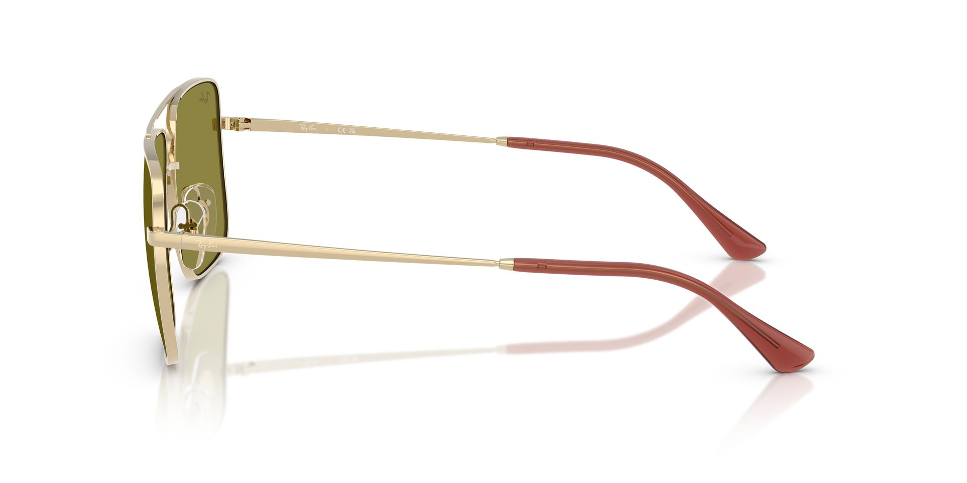 Ray-Ban açık yeşil camlı retro metal güneş gözlüğü