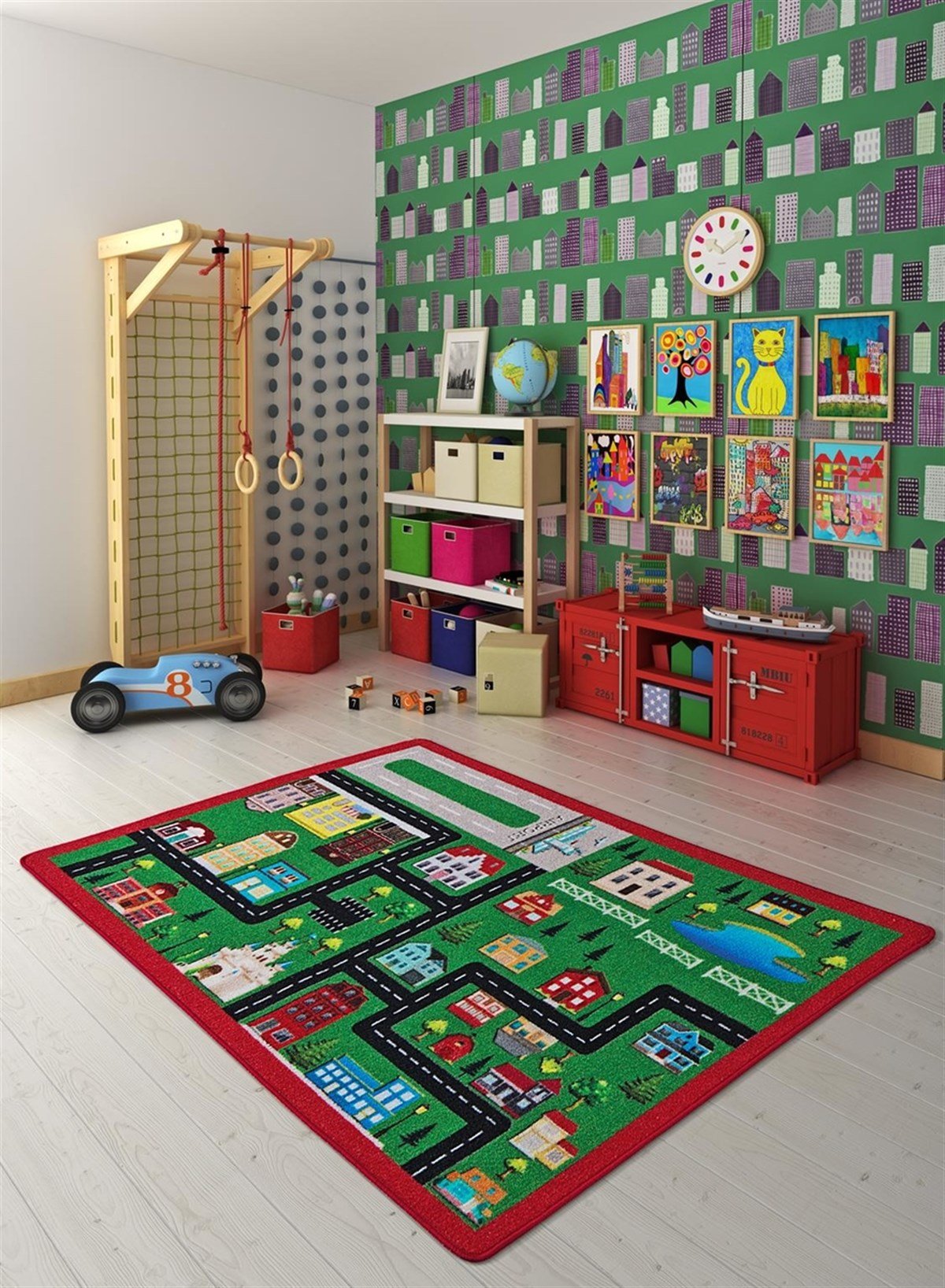 200*290 Cm Ebat HalılarKMH58Confetti City Yeşil Bukle