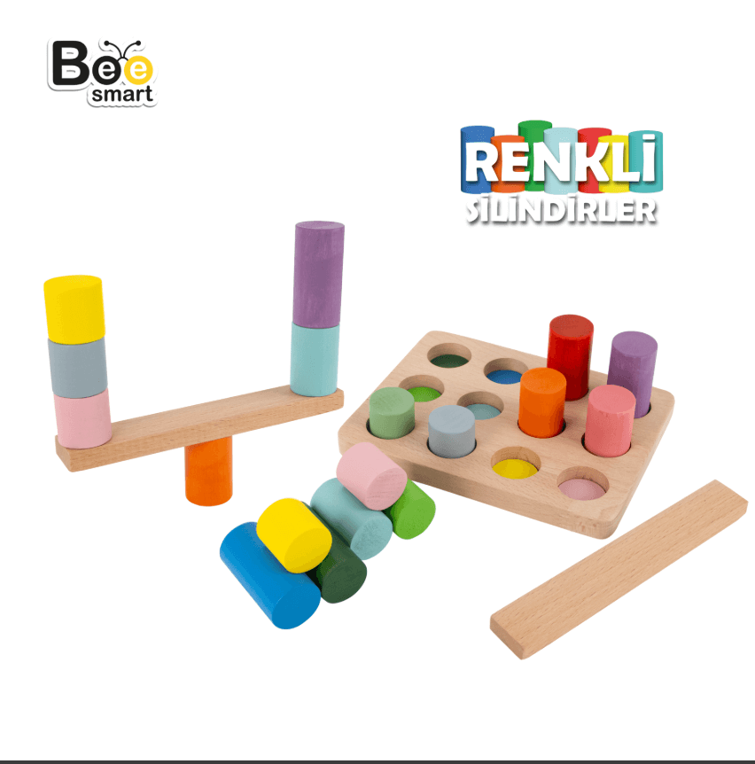 Ahşap Renkli Silindir Oyunu
