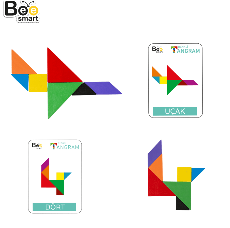 Ahşap Renkli Tangram Oyunu