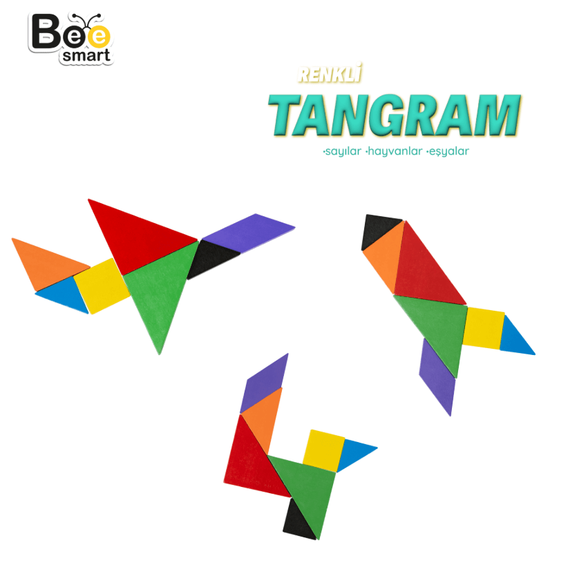 Ahşap Renkli Tangram Oyunu