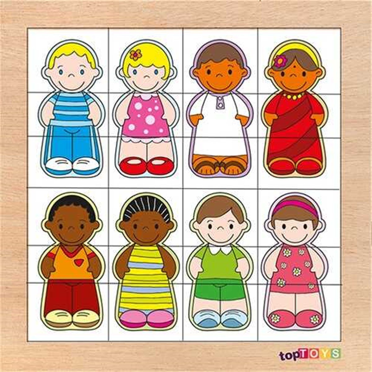 Ahşap Yapboz OyuncaklarıKMKC7030Eşleştir & Karıştır Dünya Çocukları Puzzle