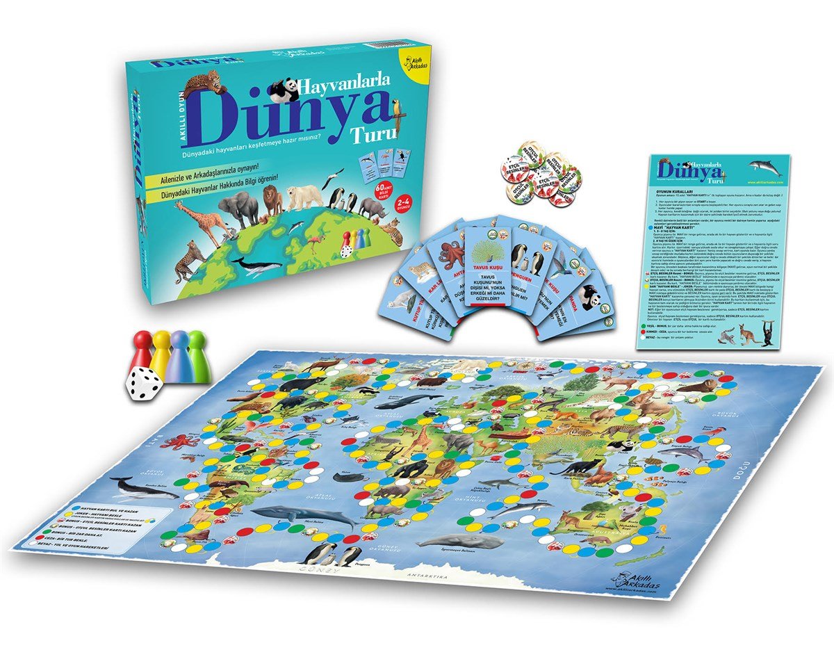 Akıllı Oyun Hayvanlarla Dünya TuruPuzzle ve Kavram OyunlarıKM004Akıllı Oyun Hayvanlarla Dünya Turu