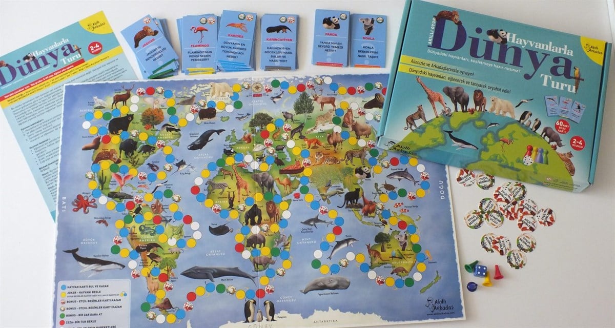 Akıllı Oyun Hayvanlarla Dünya TuruPuzzle ve Kavram OyunlarıKM004Akıllı Oyun Hayvanlarla Dünya Turu