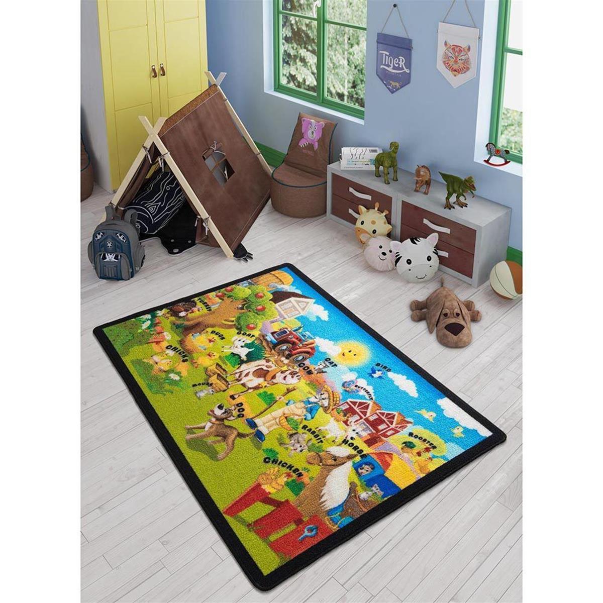 Ali baba  halısı|www.kreşmarketi.com133*190 Cm Ebat HalılarKMH825Confetti Çiftlik Hayvanları Halısı