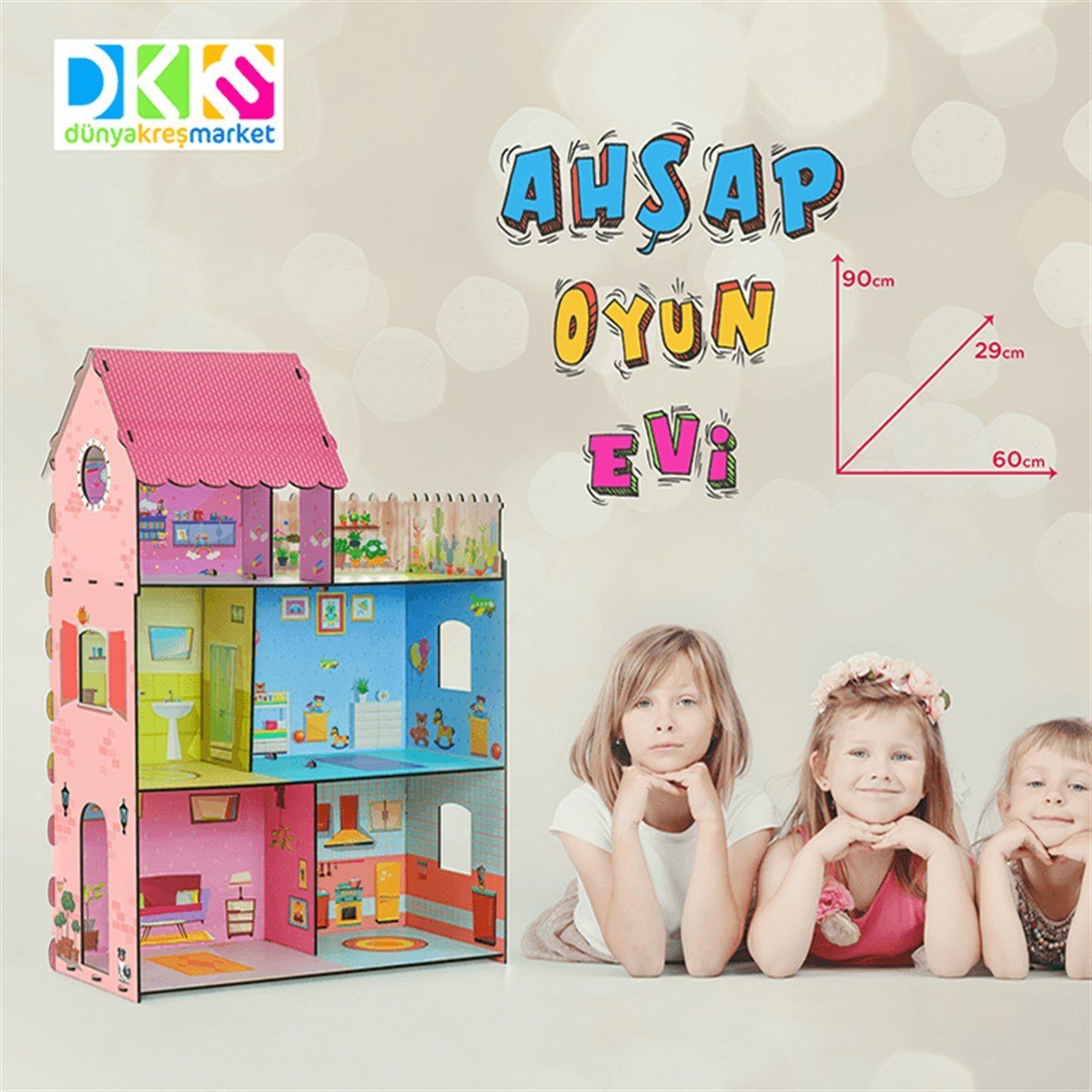 Bebek Oyun Evi | www.kreşmarket.com Barbie Bebek uyumlu Ahşap BloklarDKMTS20201Ahşap Bebek Oyun Evi