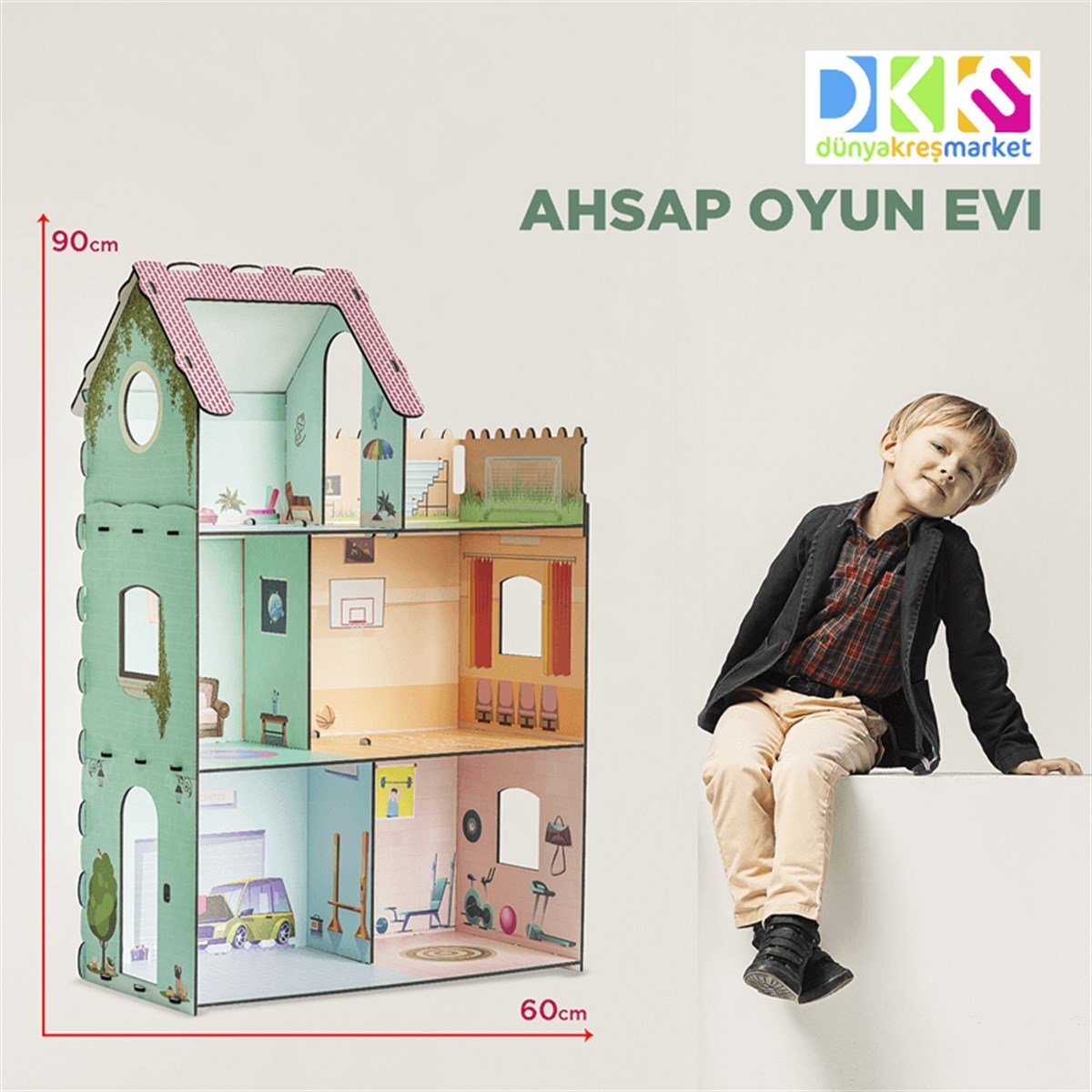Bebek Oyun Evi | www.kreşmarket.com Barbie Bebek uyumlu Ahşap BloklarDKMTS20201Ahşap Oyun Evi