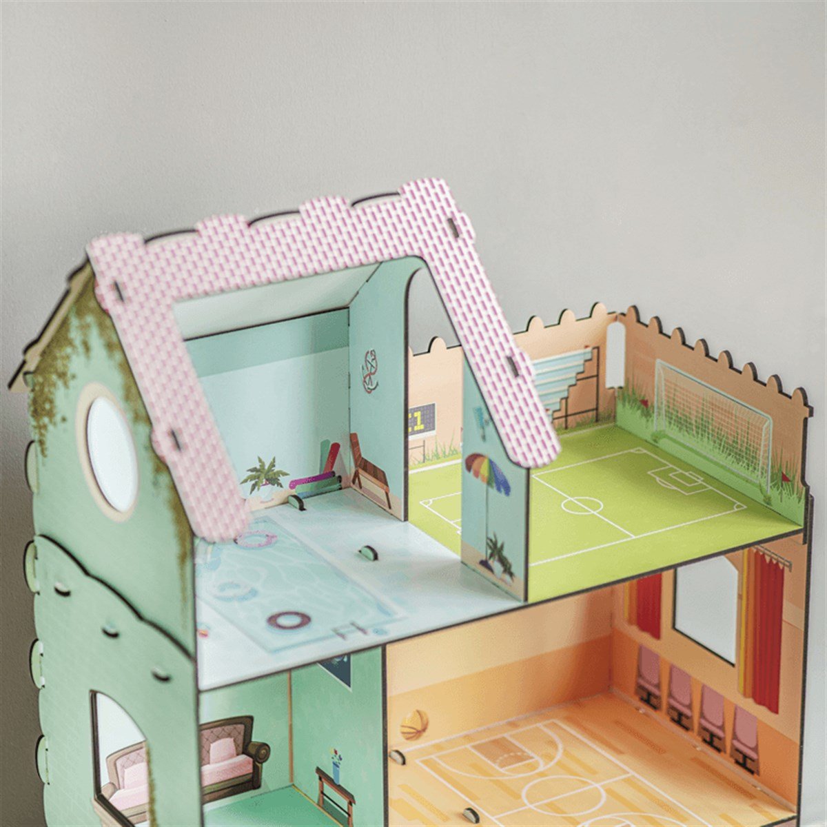 Bebek Oyun Evi | www.kreşmarket.com Barbie Bebek uyumlu Ahşap BloklarDKMTS20201Ahşap Oyun Evi