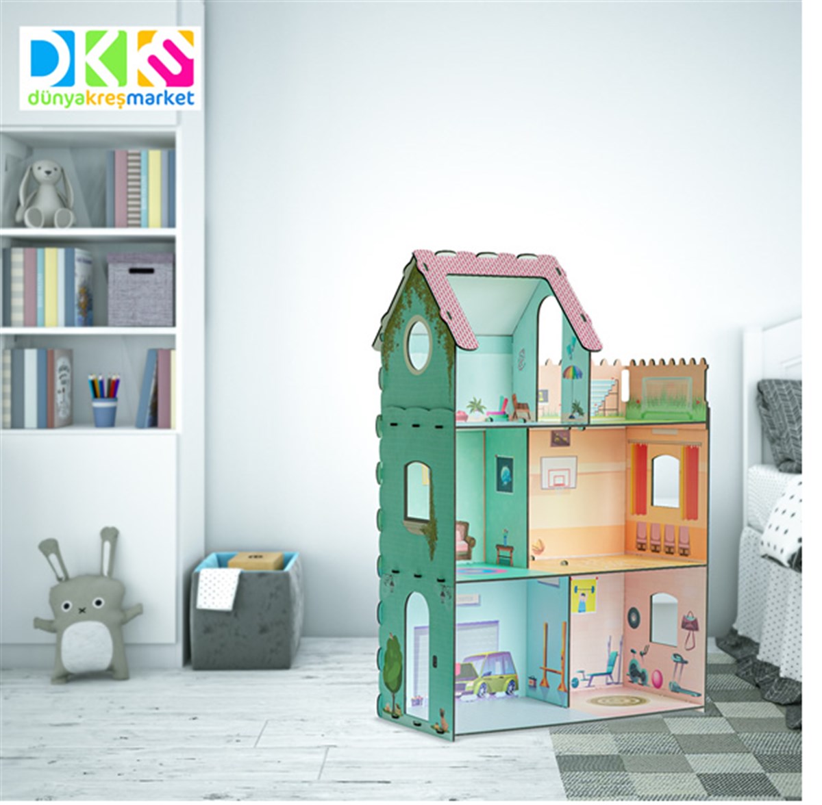 Bebek Oyun Evi | www.kreşmarket.com Barbie Bebek uyumlu Ahşap BloklarDKMTS20201Ahşap Oyun Evi