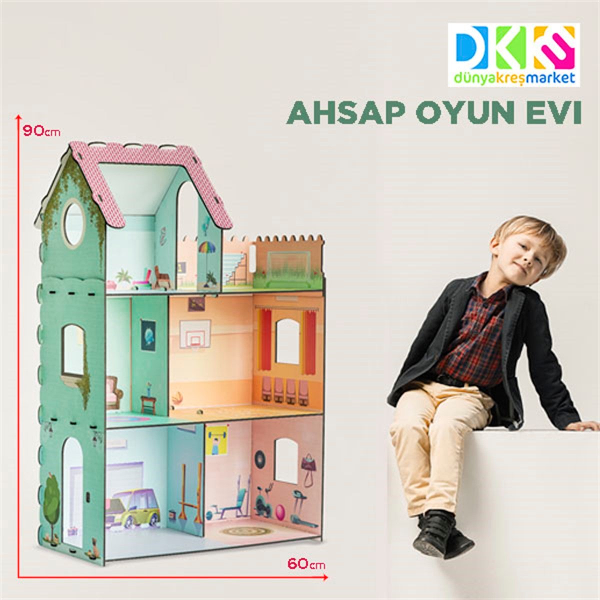 Bebek Oyun Evi | www.kreşmarket.com Barbie Bebek uyumlu Ahşap BloklarDKMTS20201Ahşap Oyun Evi